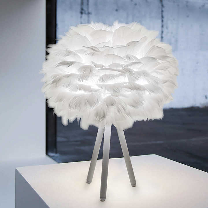 Dimmable Table Lamp with Luxury Feathers – Pluma-White-State of Style