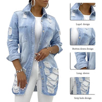 Distressed Denim Jacket for Women | Stylish and Casual-Black-S-State of Style