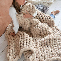DIY Chunky XL 1000 Gram Wool Yarn for Soft Blankets - LuxeWool-Beige-1 kg-State of Style