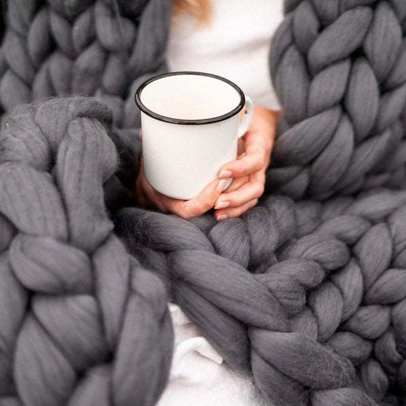 DIY Chunky XL 1000 Gram Wool Yarn for Soft Blankets - LuxeWool-Dark Grey-1 kg-State of Style