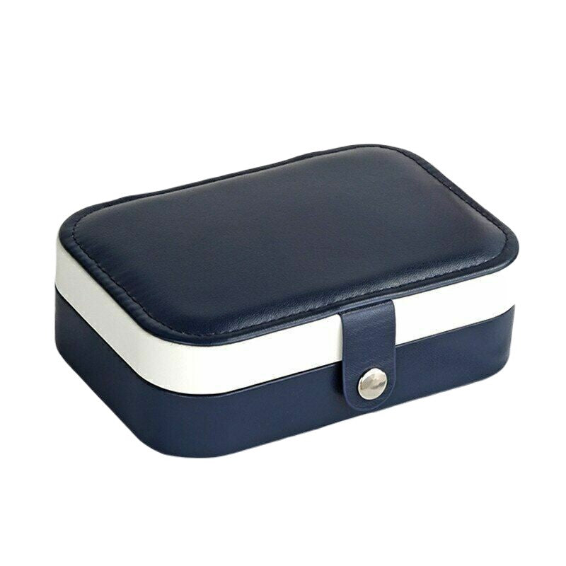 Double Layer Portable Leather Jewellery Box-BLUE-State of Style