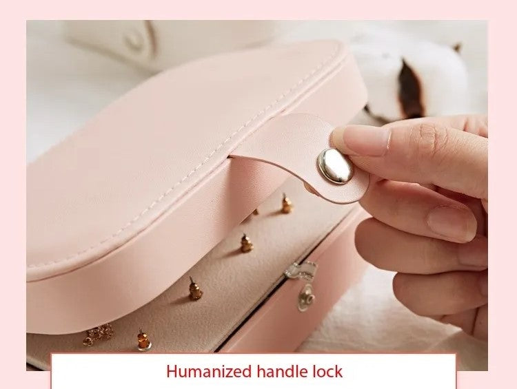 Double Layer Portable Leather Jewellery Box-PINK-State of Style