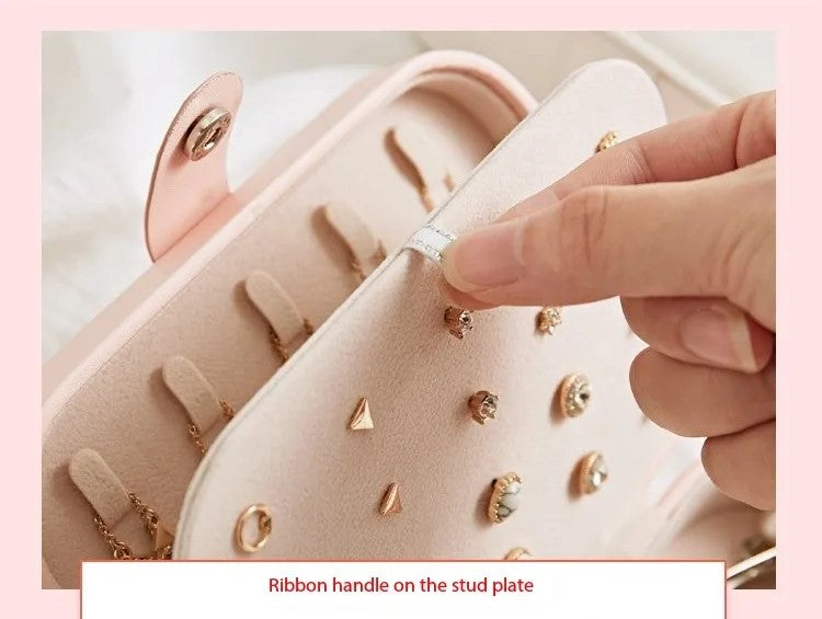 Double Layer Portable Leather Jewellery Box-PINK-State of Style