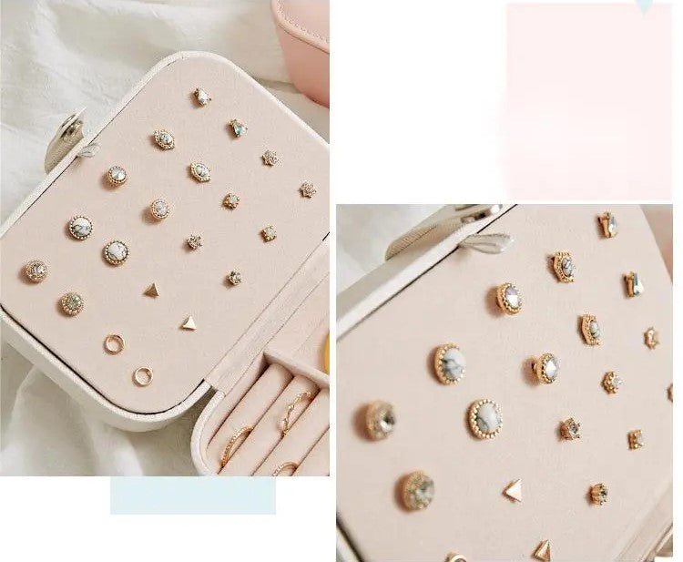 Double Layer Portable Leather Jewellery Box-PINK-State of Style