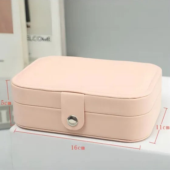 Double Layer Portable Leather Jewellery Box-PINK-State of Style