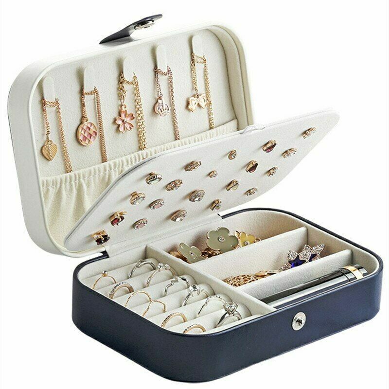 Double Layer Portable Leather Jewellery Box-PINK-State of Style