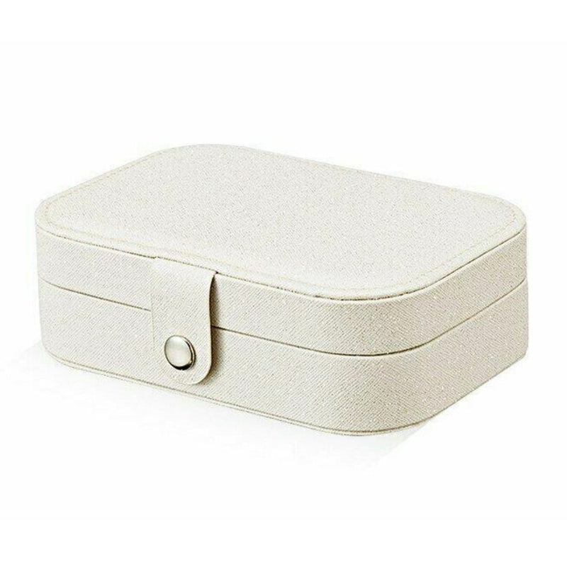 Double Layer Portable Leather Jewellery Box-WHITE-State of Style