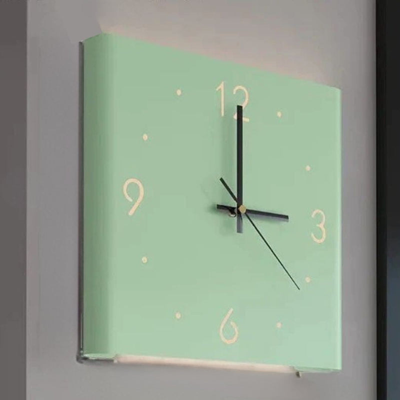 Double-sided Square Wall Clock with Lighting - TimeLume-Green-State of Style