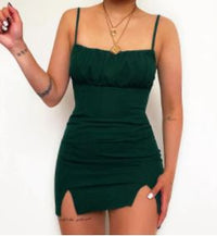 Double Slit Dress | Stylish and Comfortable-Green-S-State of Style