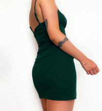 Double Slit Dress | Stylish and Comfortable-Green-S-State of Style