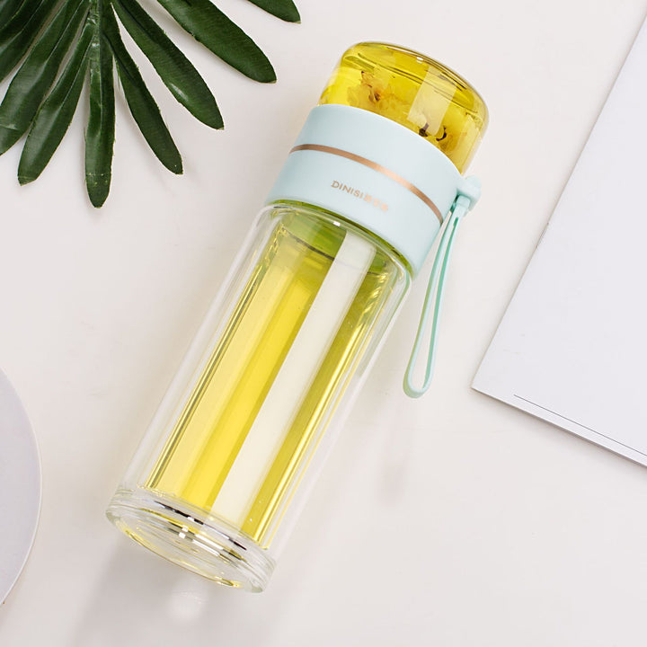 Double-Walled Glass Water Bottle with Tea Infuser - PureBrew-Green-State of Style