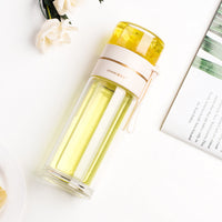 Double-Walled Glass Water Bottle with Tea Infuser - PureBrew-White-State of Style