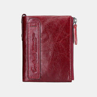 Double-Zip Compact Wallet – Practical Elegance in Soft Leather-Red-State of Style