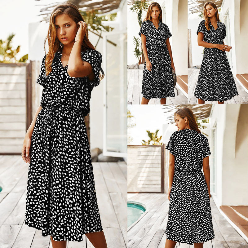 DOUTZEN SUMMER DRESS - Elegant Floral Print Sleeveless Dress-Black-S-State of Style