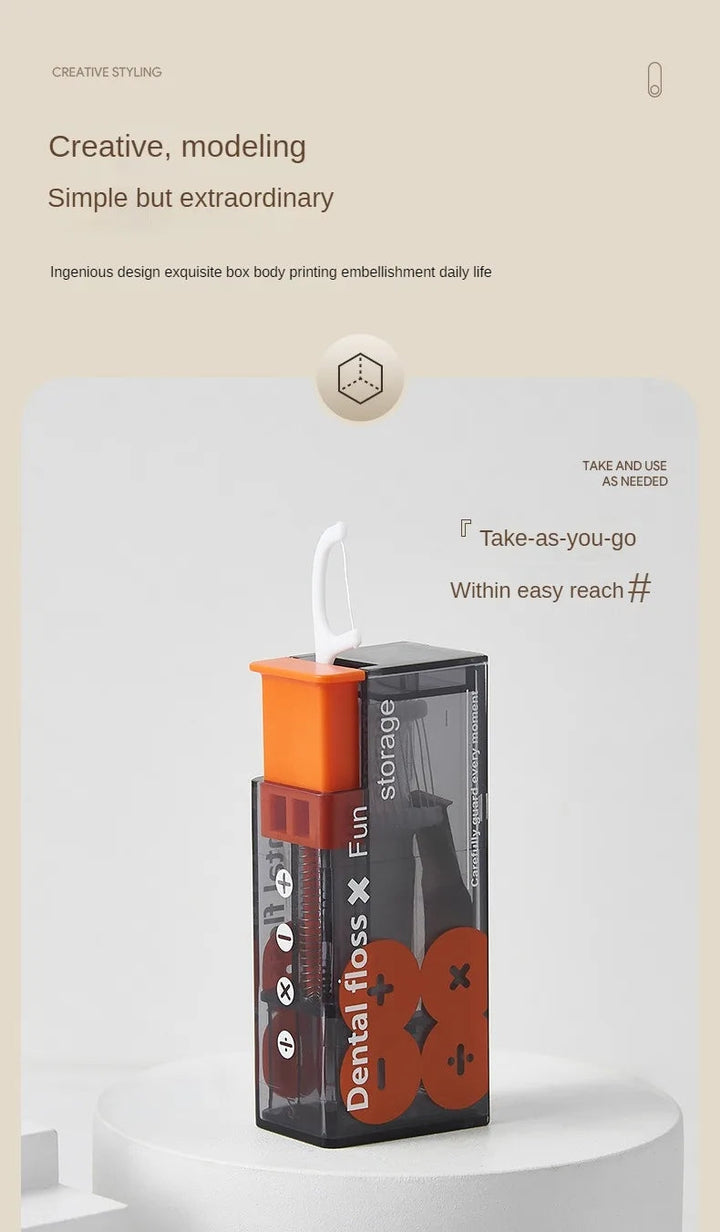 DRAAGBARE FLOSDISPENSER MET 10 AUTOMATISCH UITWERPBARE FLOSSTICKS-State of Style