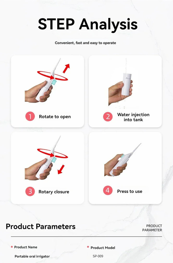 DRAAGBARE HOGEDRUK WATERFLOSSER – PROFESSIONELE MONDIRRIGATOR VOOR TANDREINIGING-Zwart-State of Style