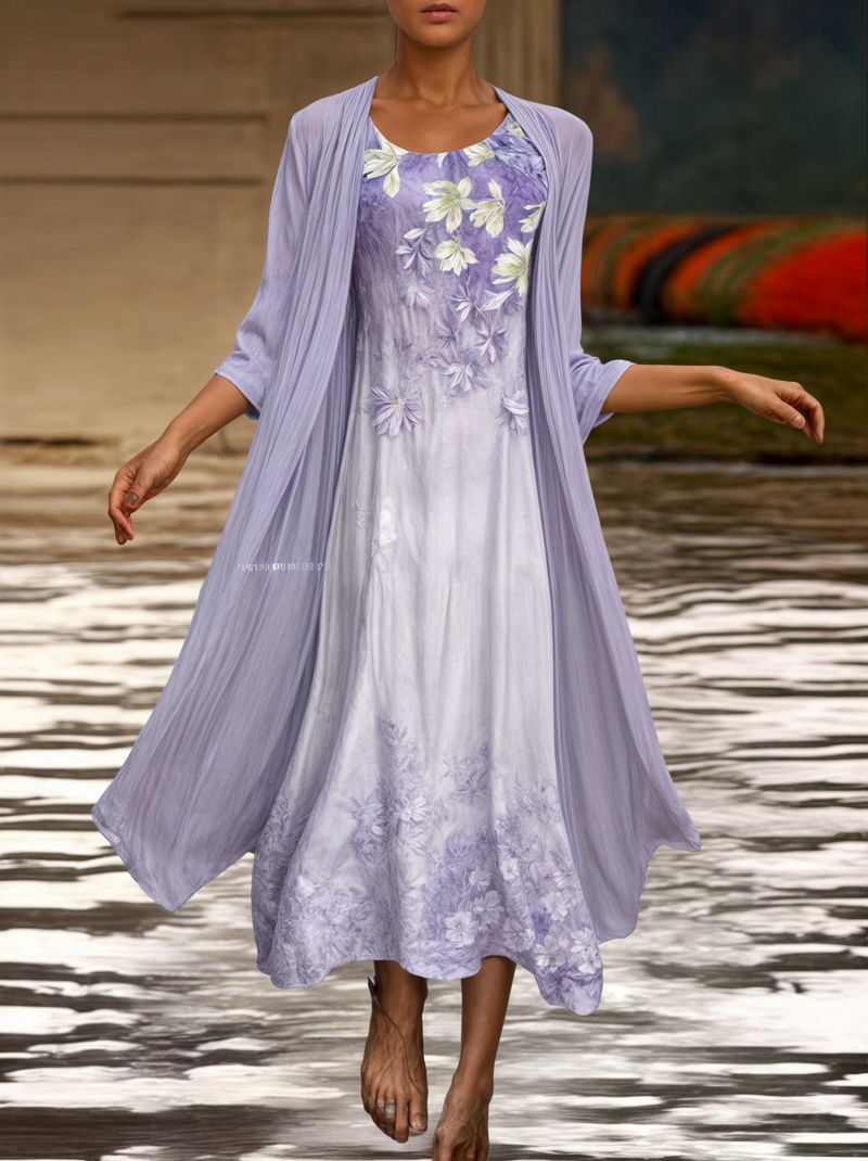 Dress with floral pattern – Eliana-Purple-S-State of Style