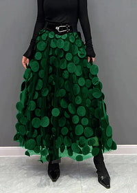 Dress with Polka Dots and Flowing Cut – Fleur-Dark green-S-State of Style