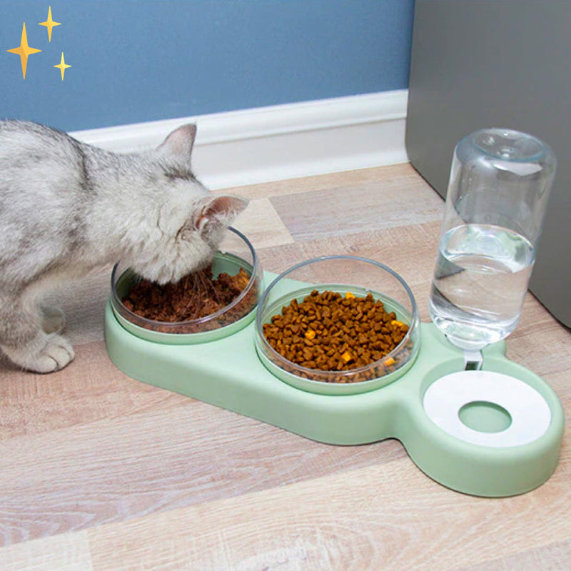 Dual Pet Bowl with Automatic Water Dispenser - HydraFeeder-Green-State of Style
