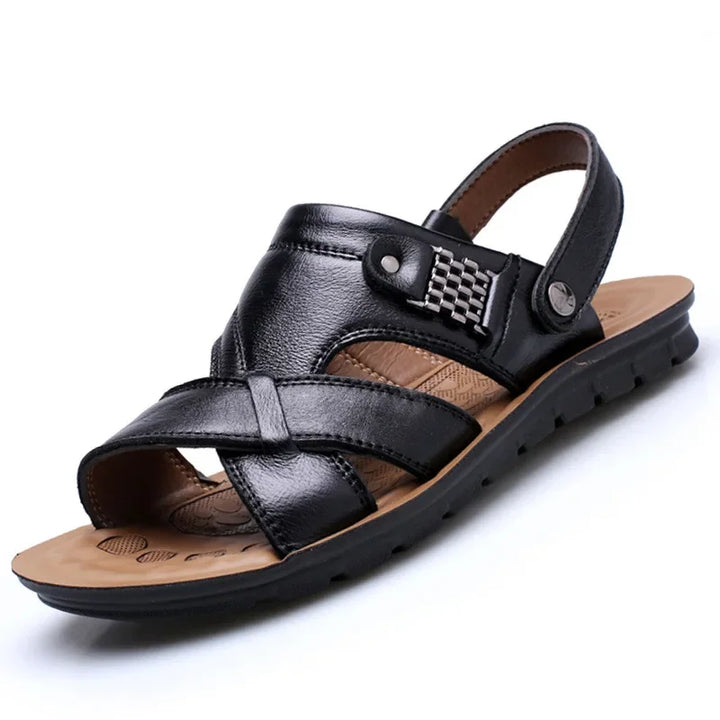 Durable & Breathable Leather Sandals for Men – Tiberius-Black-5-State of Style