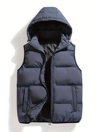 Durable Padded Men's Gilet with Hood – Leonardo-Dark grey-S-State of Style