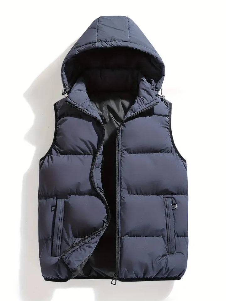 Durable Padded Men's Gilet with Hood – Leonardo-Dark grey-S-State of Style