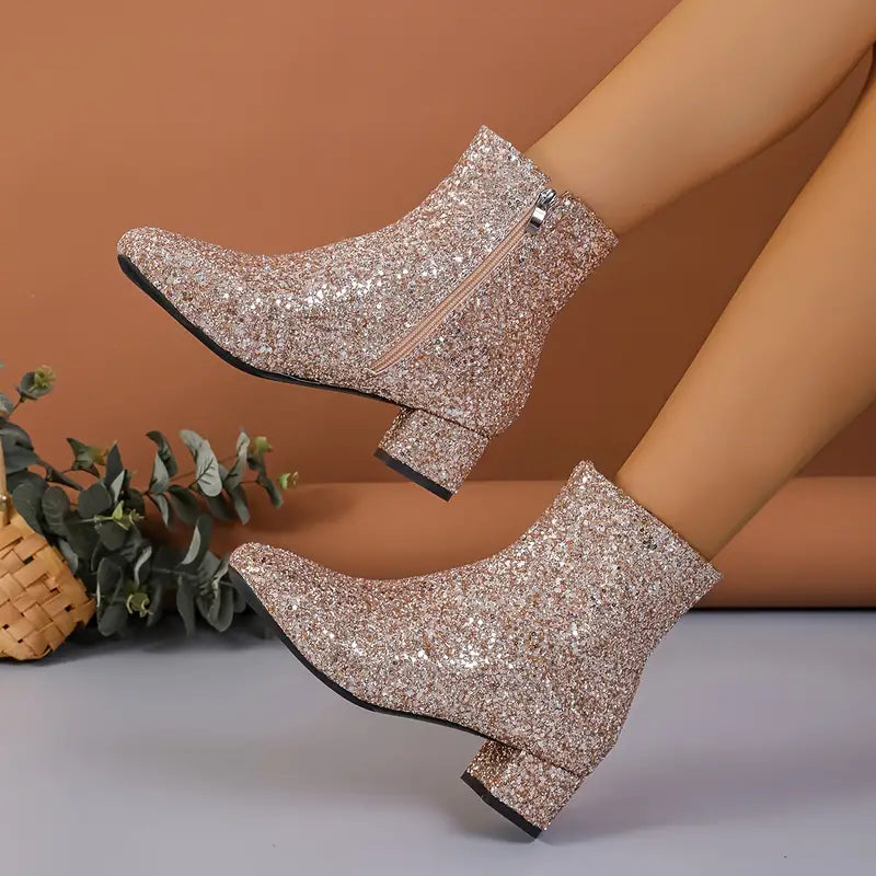 Ladies' Glitter Ankle Boots with Heel – Raelene