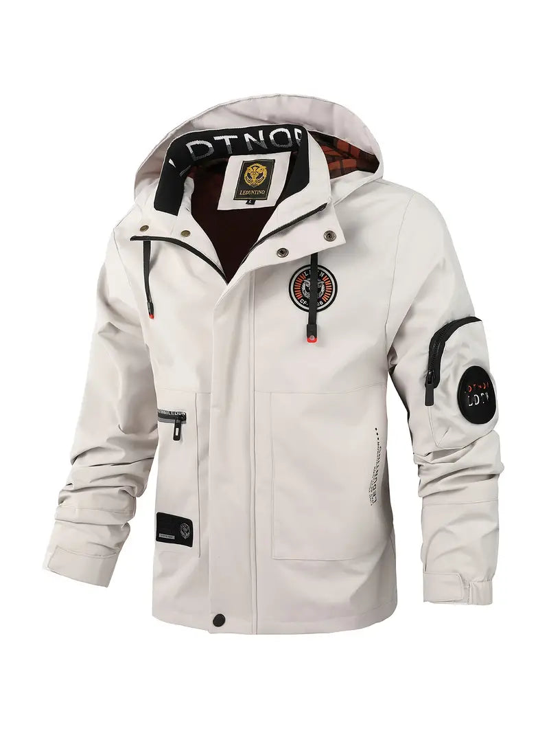 Light men's outdoor jacket, wind- and waterproof with hood – Torben