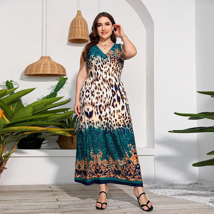 Effortlessly Stylish Urban Boho Beach Maxi Dress for Plus Sizes-Green-2XL-State of Style