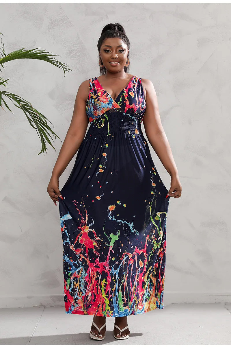 Effortlessly Stylish Urban Boho Beach Maxi Dress for Plus Sizes-Orange-2XL-State of Style