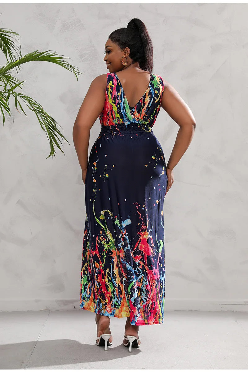Effortlessly Stylish Urban Boho Beach Maxi Dress for Plus Sizes-Orange-2XL-State of Style