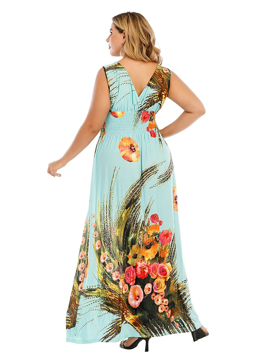 Effortlessly Stylish Urban Boho Beach Maxi Dress for Plus Sizes-Orange-2XL-State of Style