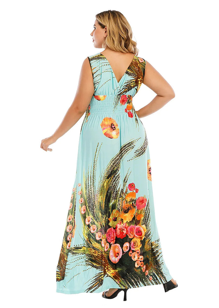 Effortlessly Stylish Urban Boho Beach Maxi Dress for Plus Sizes-Orange-2XL-State of Style