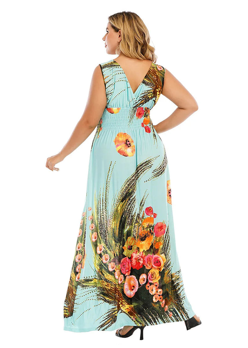 Effortlessly Stylish Urban Boho Beach Maxi Dress for Plus Sizes-Orange-2XL-State of Style
