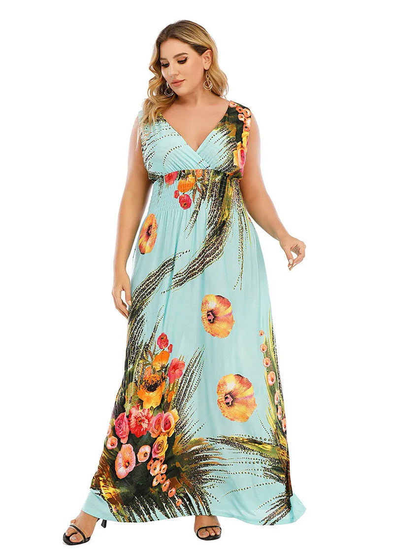 Effortlessly Stylish Urban Boho Beach Maxi Dress for Plus Sizes-Orange-2XL-State of Style