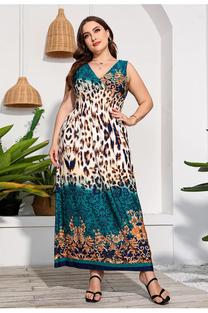 Effortlessly Stylish Urban Boho Beach Maxi Dress for Plus Sizes-Orange-2XL-State of Style