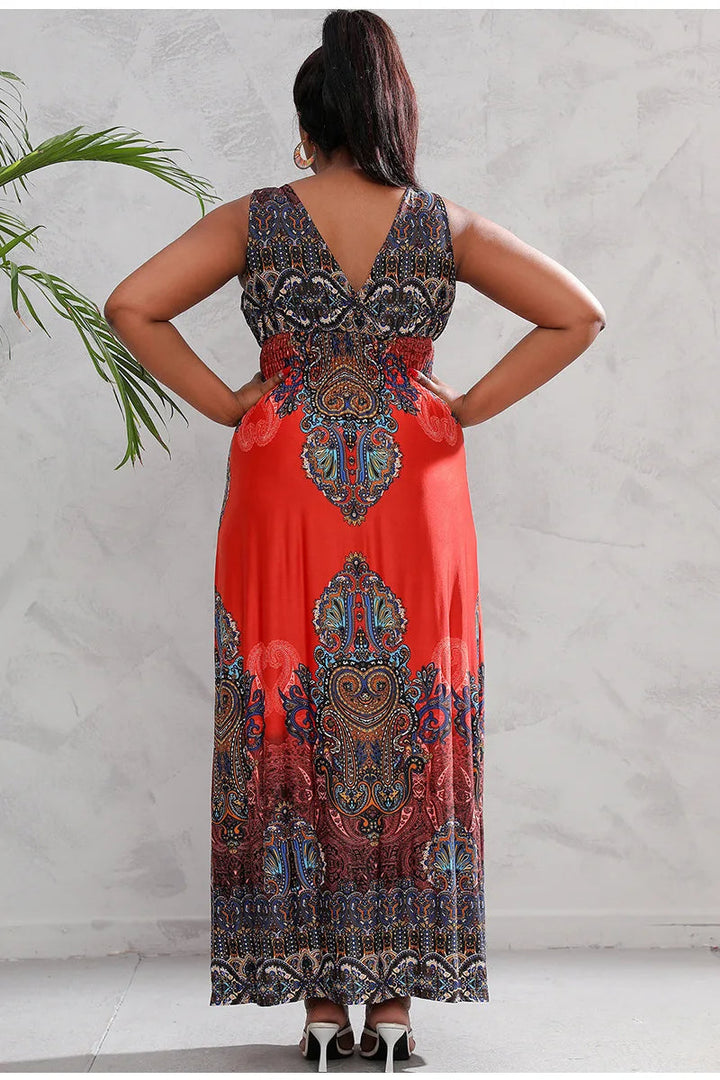 Effortlessly Stylish Urban Boho Beach Maxi Dress for Plus Sizes-Orange-2XL-State of Style