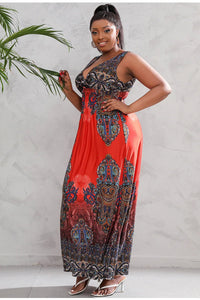 Effortlessly Stylish Urban Boho Beach Maxi Dress for Plus Sizes-Orange-2XL-State of Style