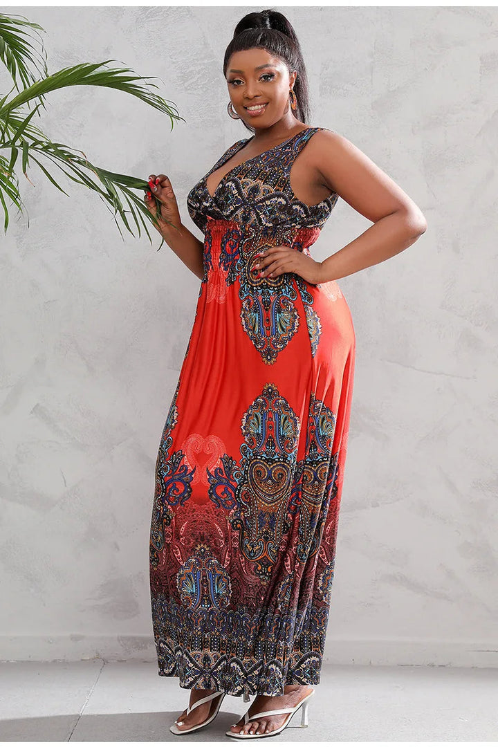 Effortlessly Stylish Urban Boho Beach Maxi Dress for Plus Sizes-Orange-2XL-State of Style