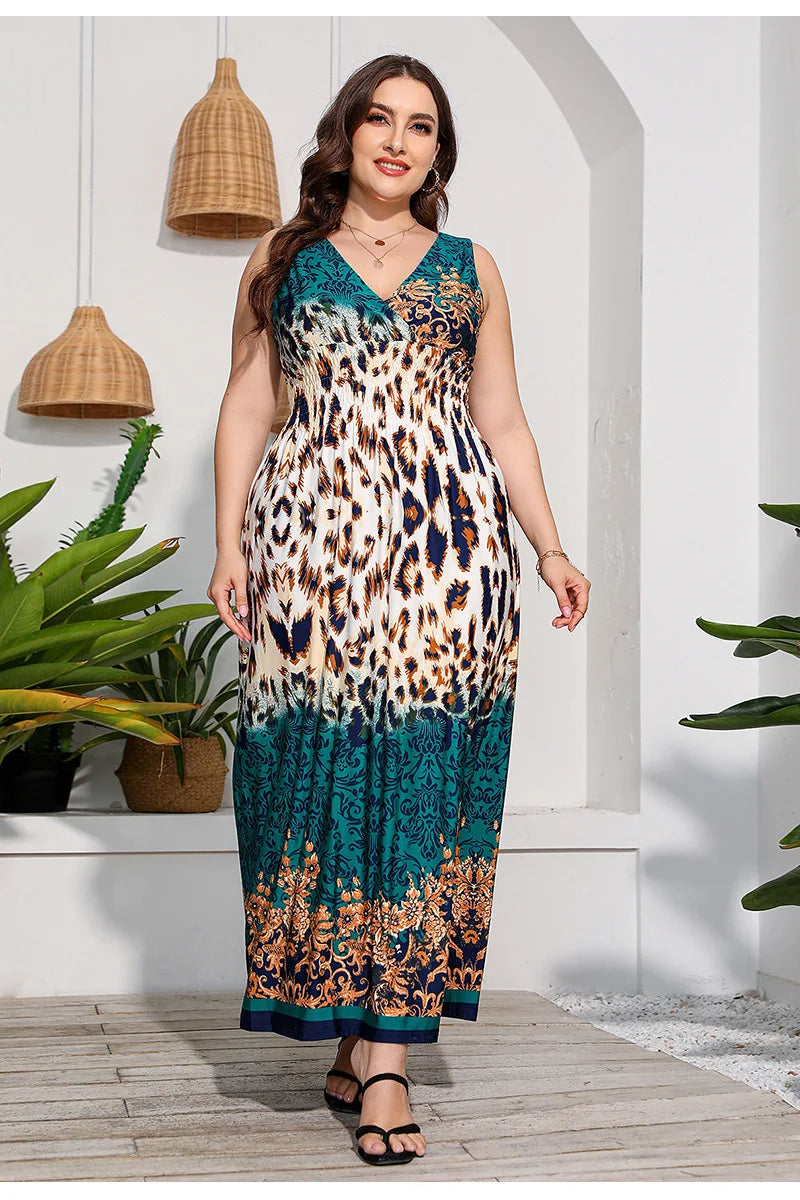 Effortlessly Stylish Urban Boho Beach Maxi Dress for Plus Sizes-Orange-2XL-State of Style