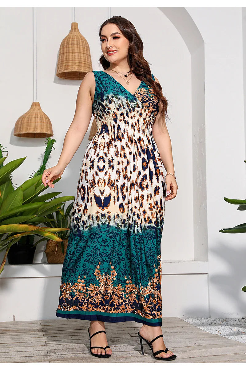 Effortlessly Stylish Urban Boho Beach Maxi Dress for Plus Sizes-Orange-2XL-State of Style