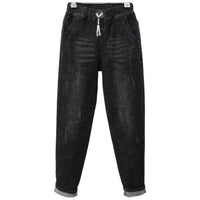 Elastic High-Waisted Plus Size Baggy Jeans-Black-XL-State of Style
