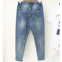 Elastic High-Waisted Plus Size Baggy Jeans-Blue 1-XL-State of Style