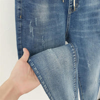 Elastic High-Waisted Plus Size Baggy Jeans-Blue 1-XL-State of Style