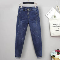 Elastic High-Waisted Plus Size Baggy Jeans-Blue 2-XL-State of Style