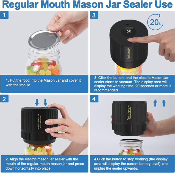 Electric Mason Jar Vacuum Sealer Kit - Preserve Freshness Quickly!-Black-State of Style