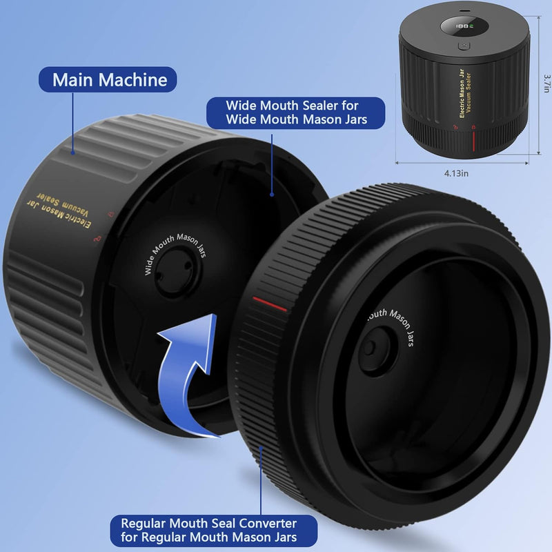 Electric Mason Jar Vacuum Sealer Kit - Preserve Freshness Quickly!-Black-State of Style