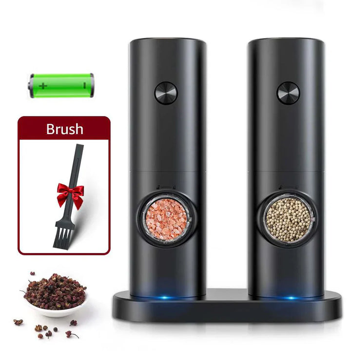 Electric Pepper and Salt Grinder Set - SpiceLite-Black with base-State of Style