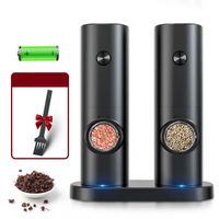 Electric Pepper and Salt Mill Set - SpiceLite-Black with Base-State of Style