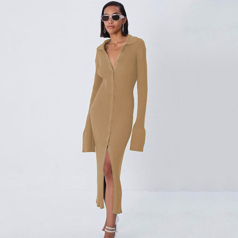 Elegant Bodycon Dress | Flattering Fit | Comfortable and Stylish-Khaki-S-State of Style
